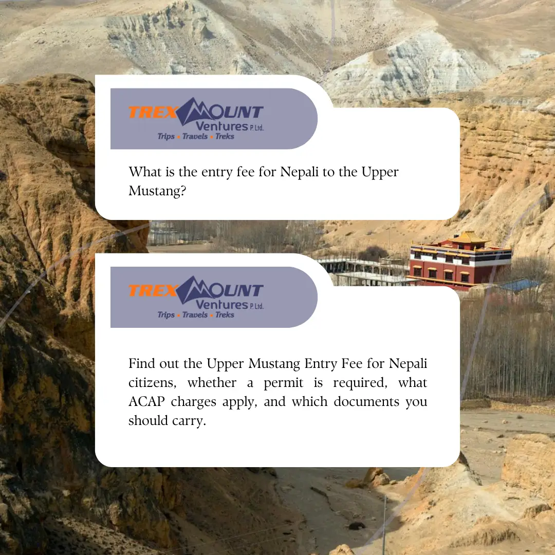 What is the entry fee for Nepali to the Upper Mustang?