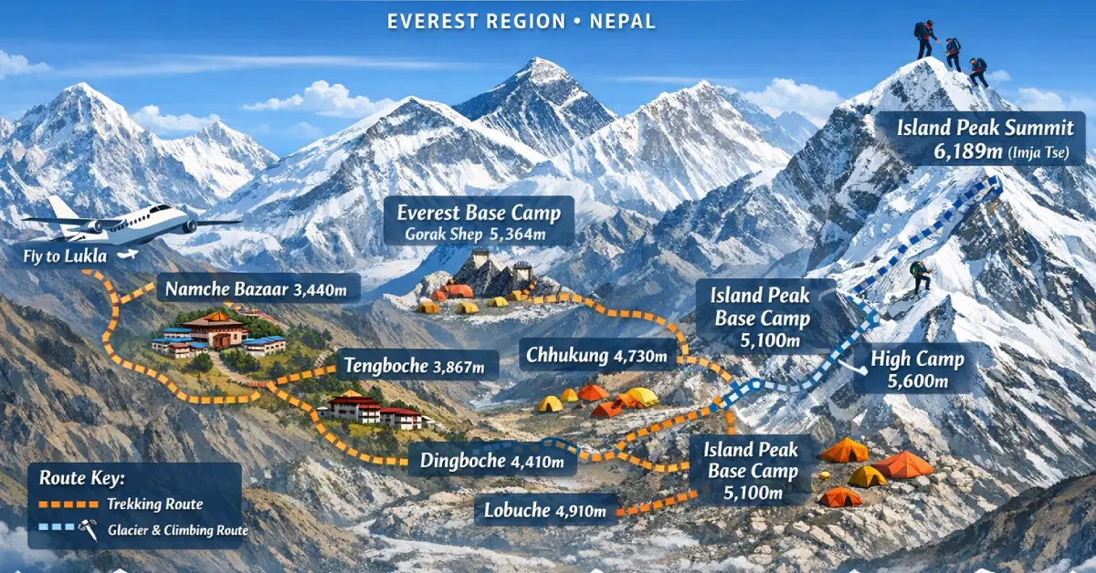 Island Peak Trek Route and Trekking Route Map