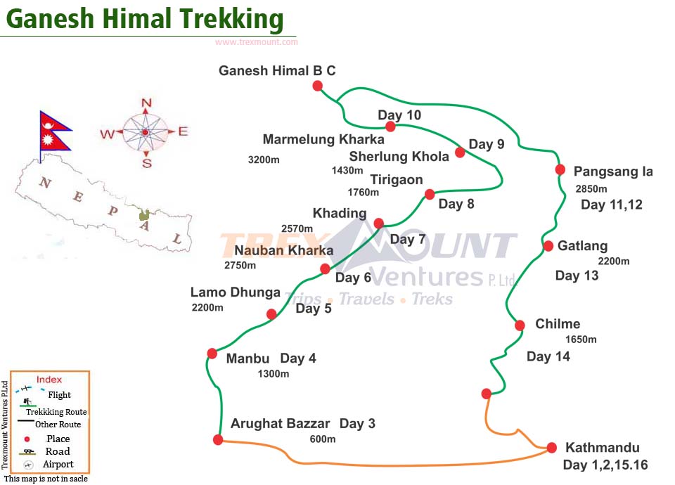Ganesh Himal trekking Route map
