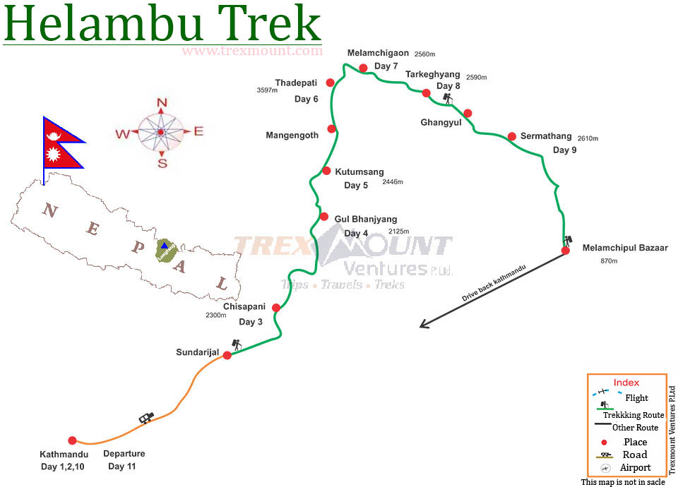 Helambu Trekking Route map