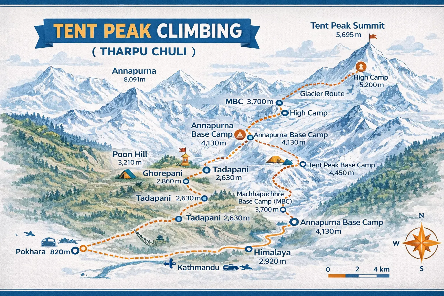Tent Peak Climbing Map