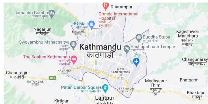 where is kathmandu- Map of Kathmandu City