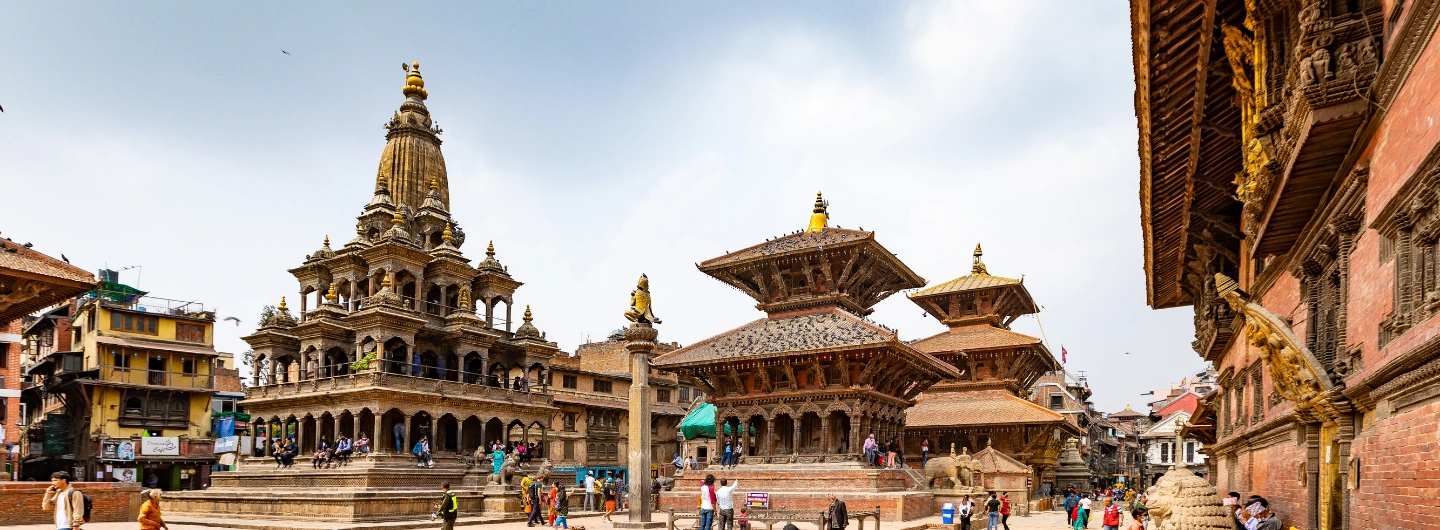 Tourists Sightseeing on Patan Durbar Square in Nepal