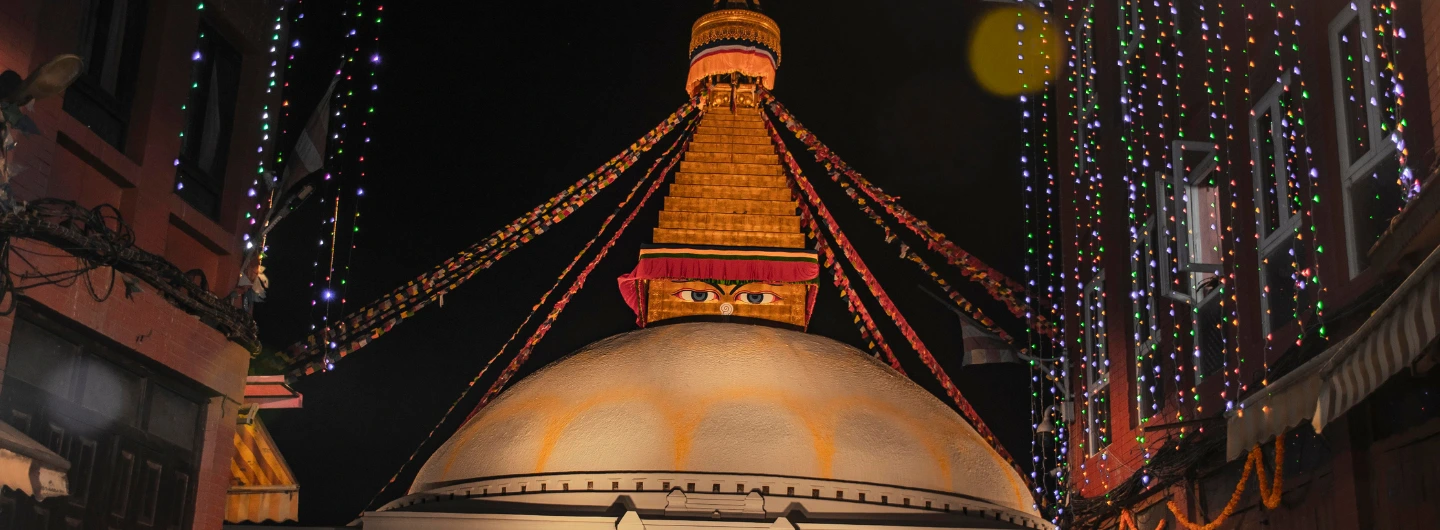 night view of Swayambhunath from kathmandu
