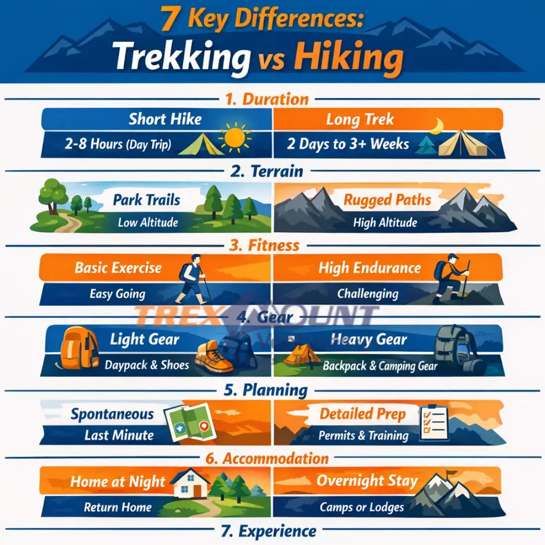 Trekking vs Hiking | 7 Differences You Must Know
